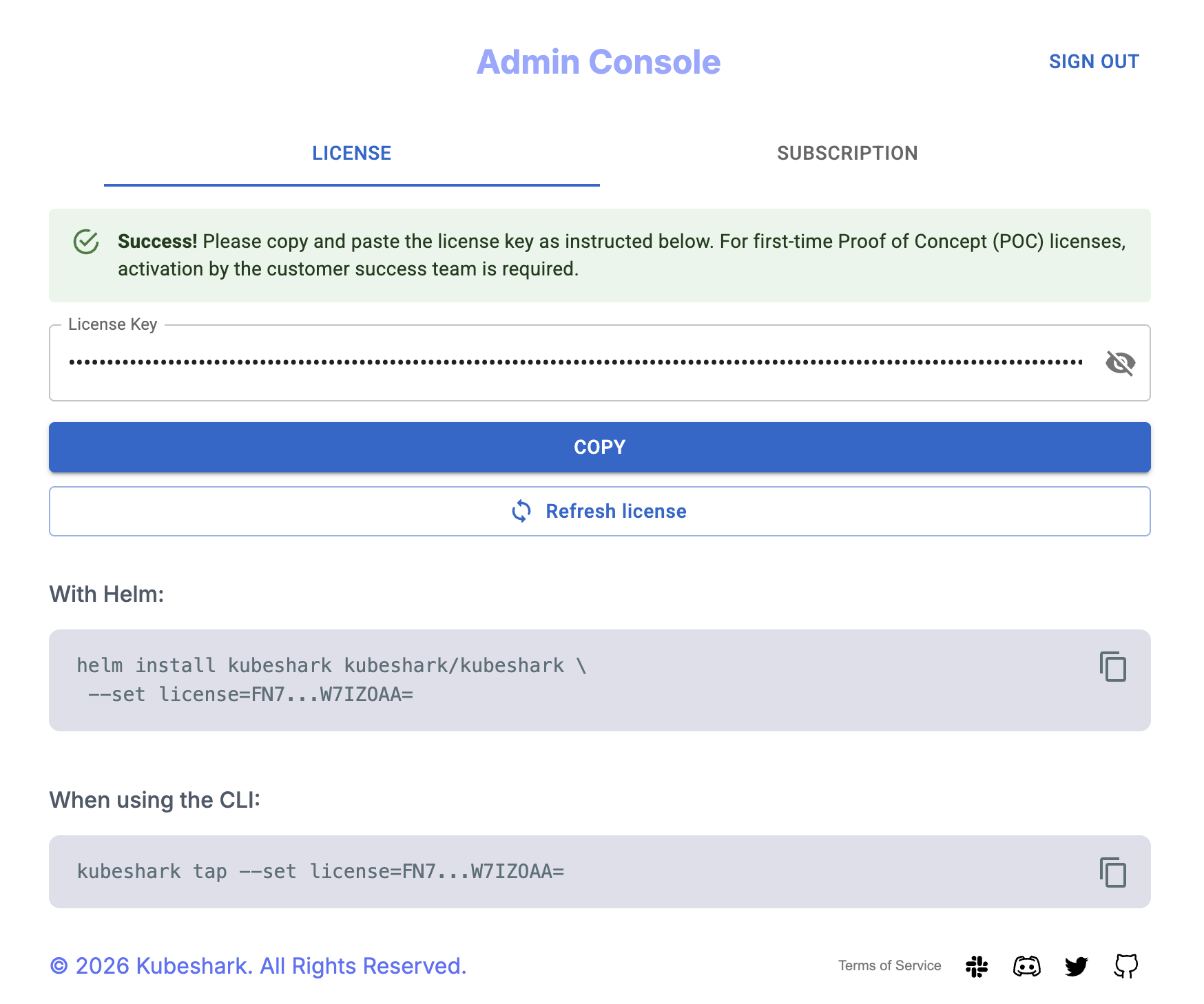 License Tab